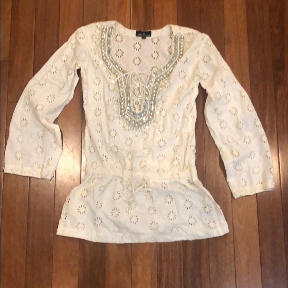 Bejeweled Eyelet blouse